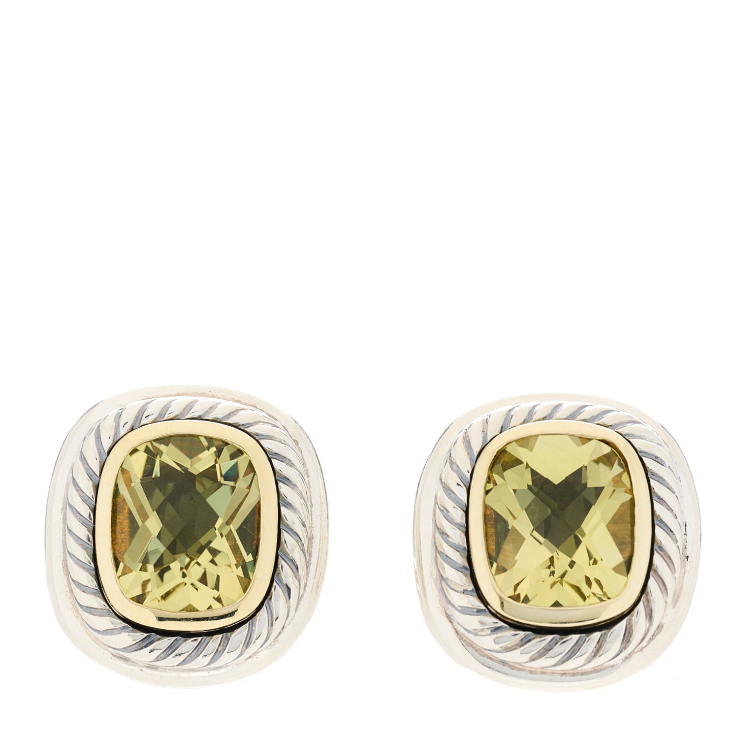 Sterling Silver 14K Gold Lemon Citrine 11mm Albion Earrings