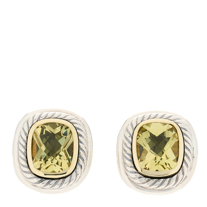 David Yurman Sterling Silver 14K Gold Lemon Citrine 11mm Albion Earrings 1 of 3