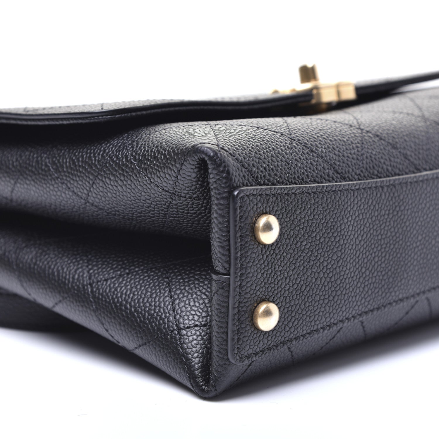 Chanel Caviar Diamond Stitched Small Top Handle Flap Black 6 of 18