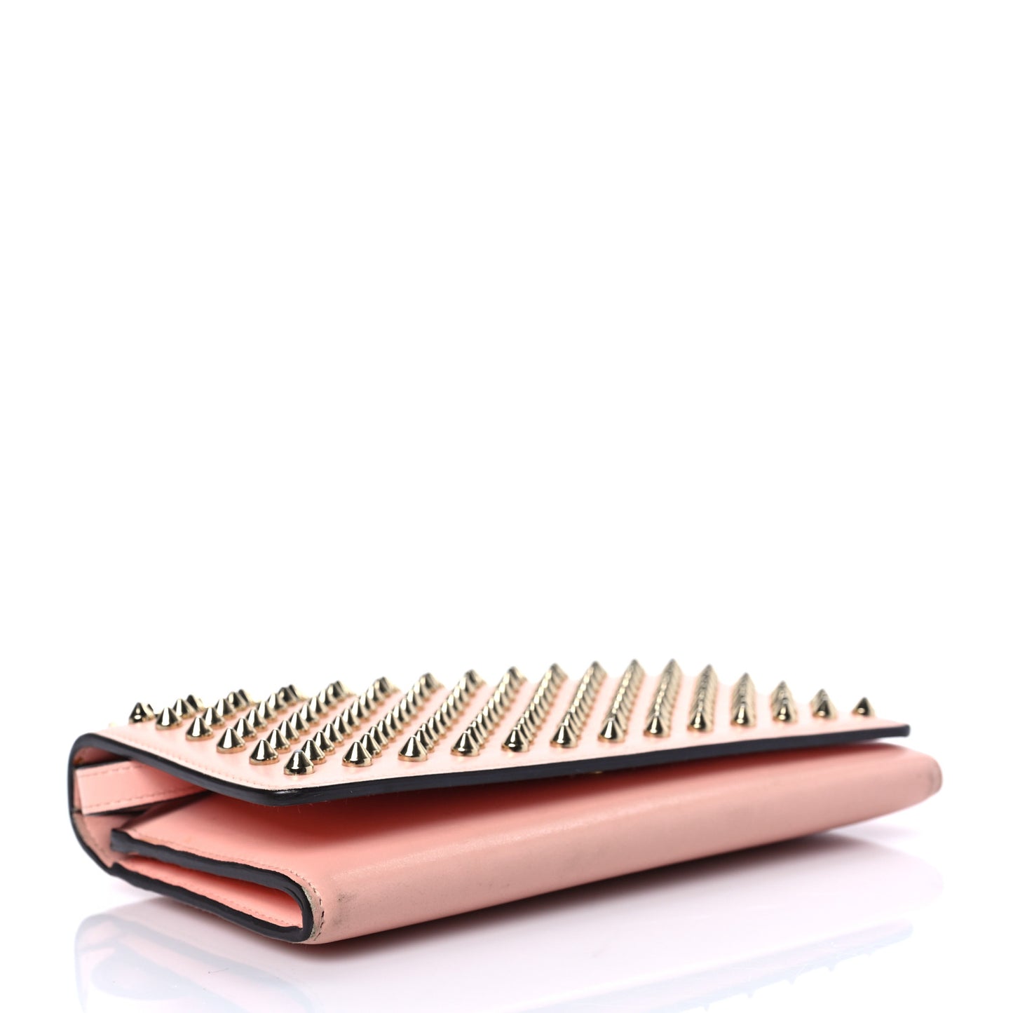 Calfskin Macaron Spiked Flap Wallet Mystic Pink