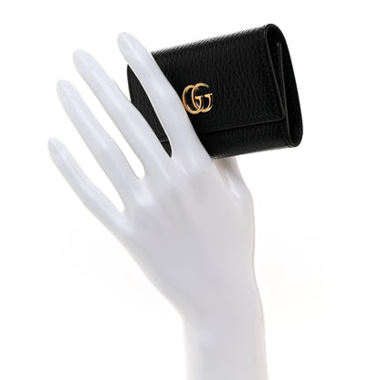 Gucci Pebbled Calfskin GG Marmont 6 Key Holder Black 2 of 7