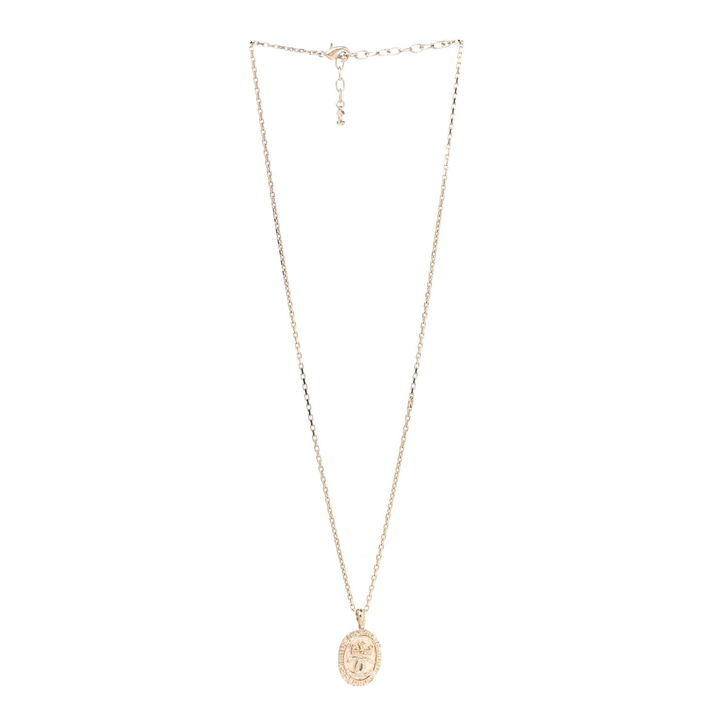 Crystal CC Medallion Necklace Gold
