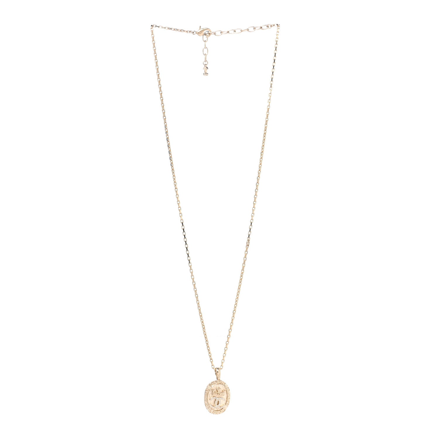 Chanel Crystal CC Medallion Necklace Gold 3 of 7