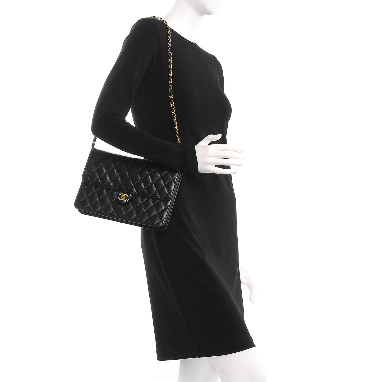 Lambskin Quilted Medium Single Flap Black