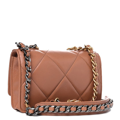 Chanel Lambskin Quilted Chanel 19 Wallet On Chain WOC Brown 2 of 6
