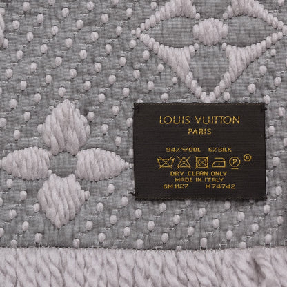 Louis Vuitton Wool Silk Logomania Scarf Pearl Grey 4 of 5
