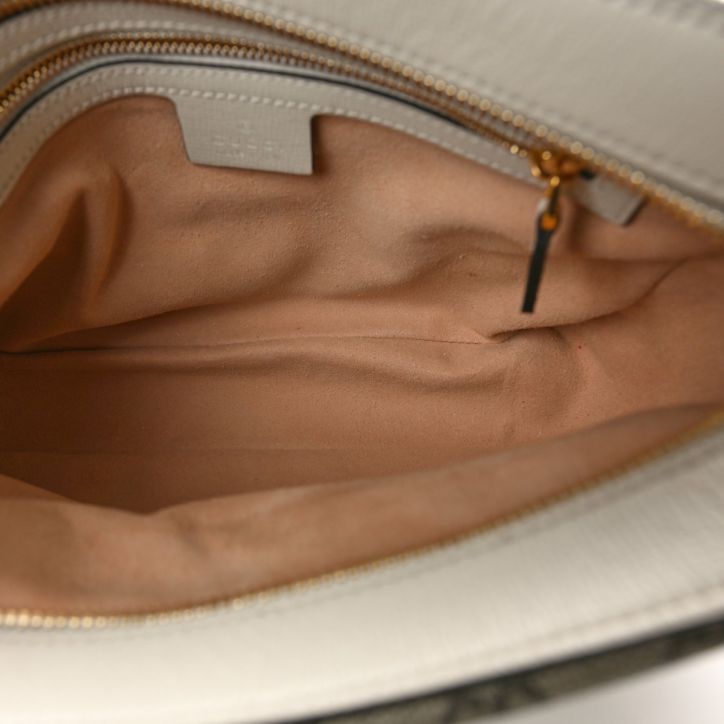 GG Supreme Monogram Small Horsebit 1955 Shoulder Bag Beige Mystic White