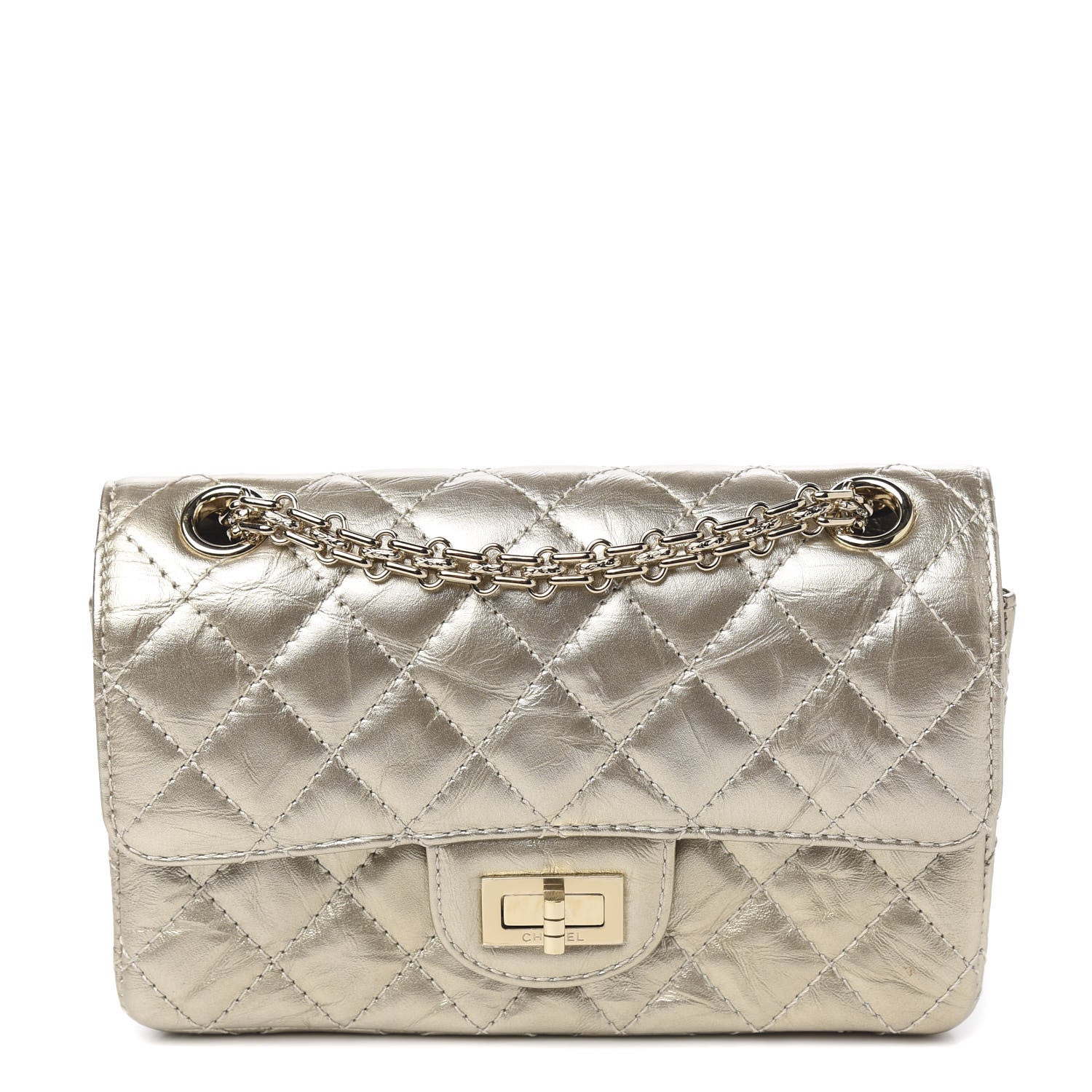 Chanel Aged Calfskin Quilted 2.55 Reissue Mini Flap Light Gold 1 of 9