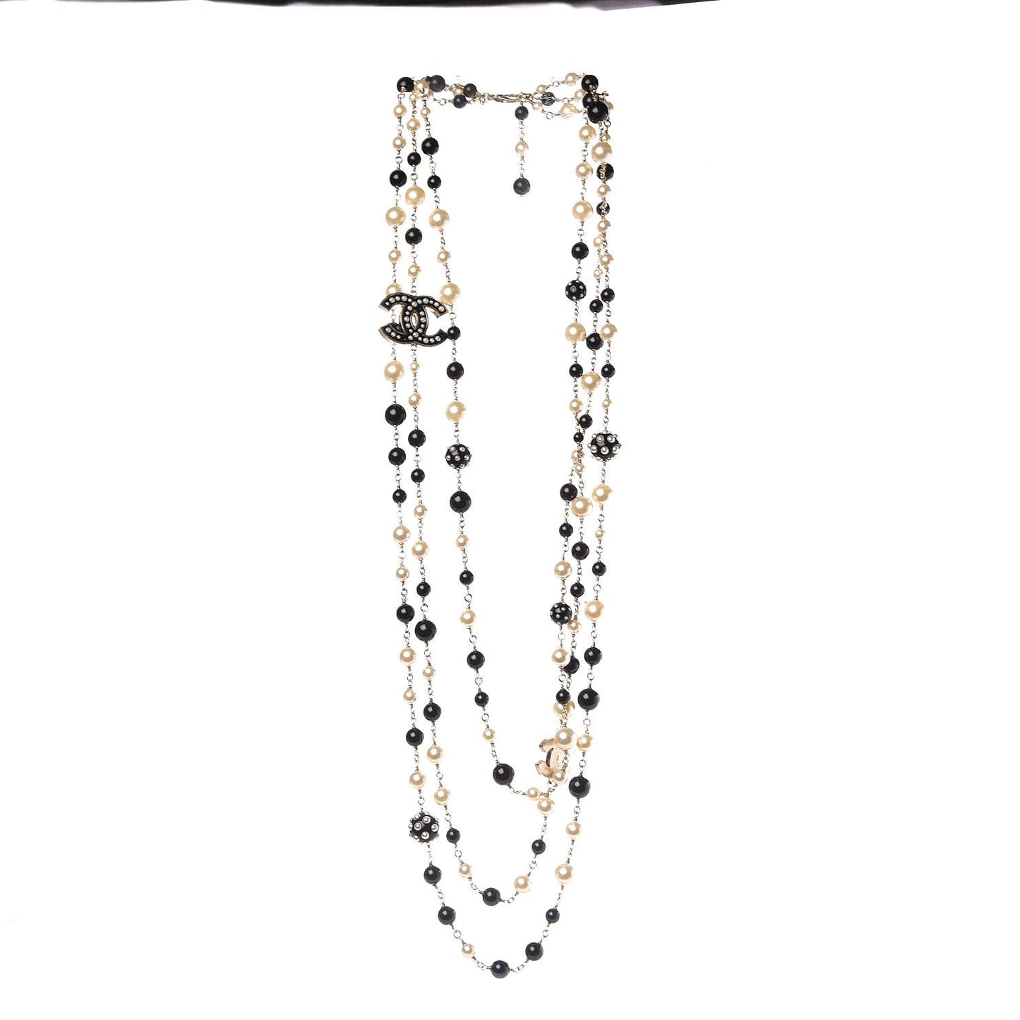 Resin Pearl Multi Strand CC Necklace Black