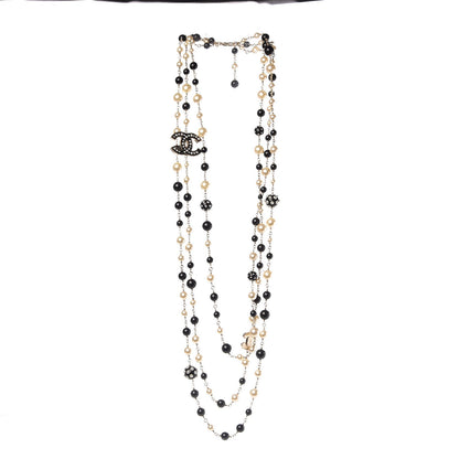 Chanel Resin Pearl Multi Strand CC Necklace Black 3 of 7