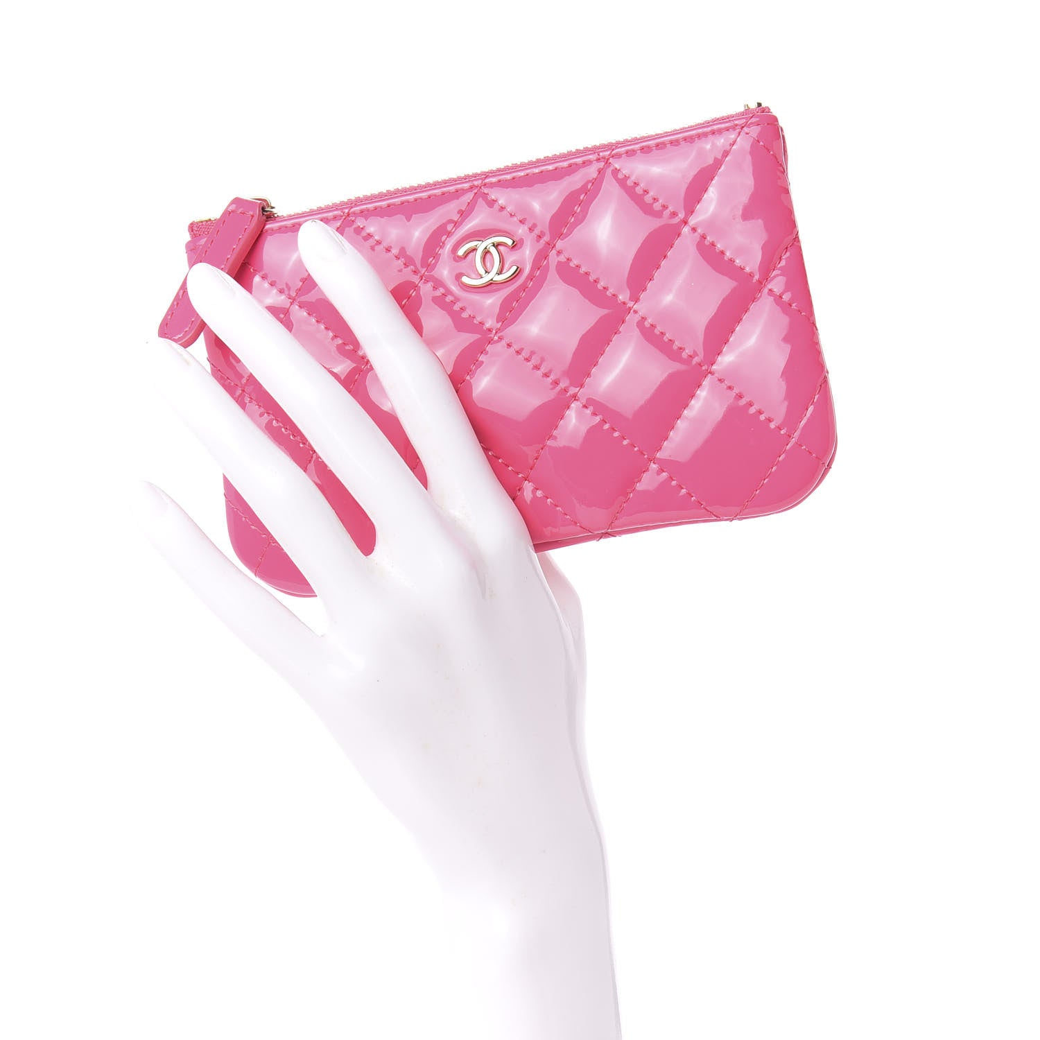 Chanel Patent Quilted Small Cosmetic Case Pink 2 of 11