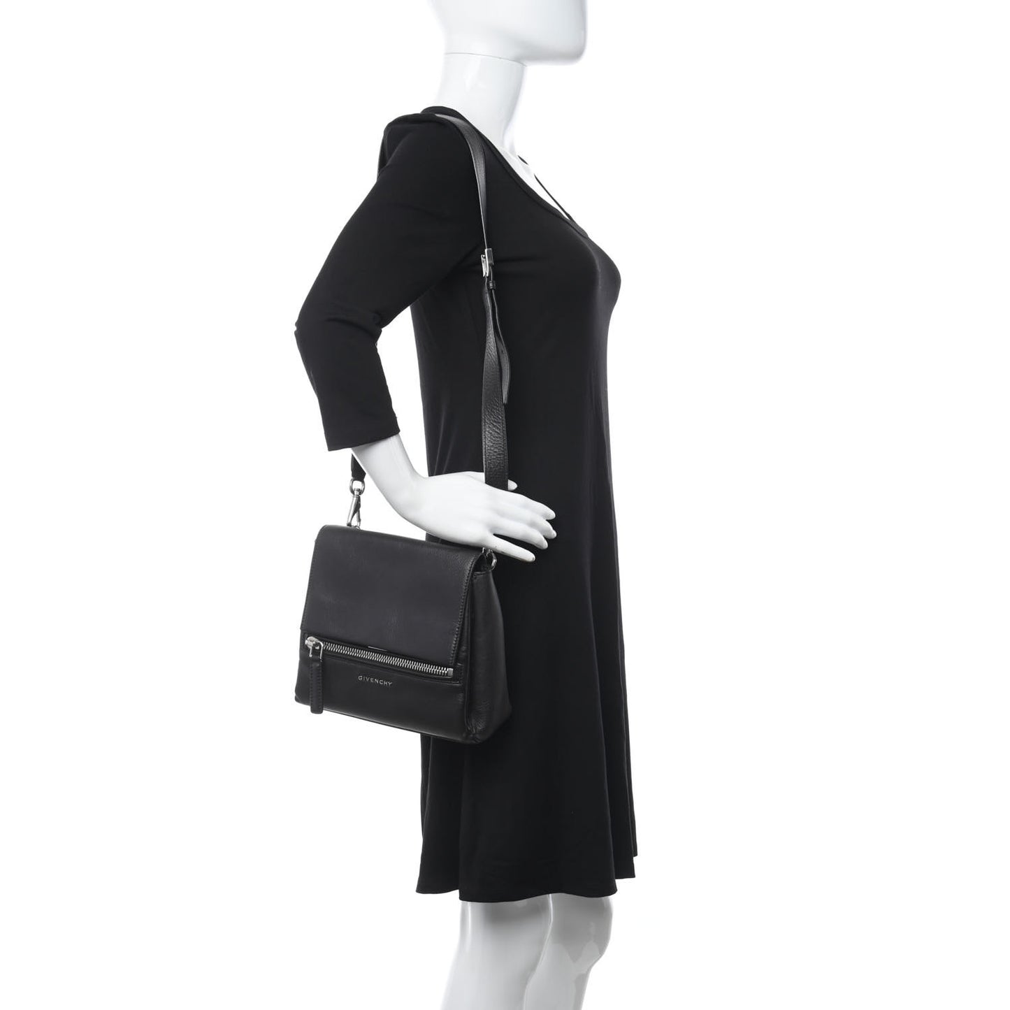 Calfskin Mini Pandora Pure Flap Bag Black