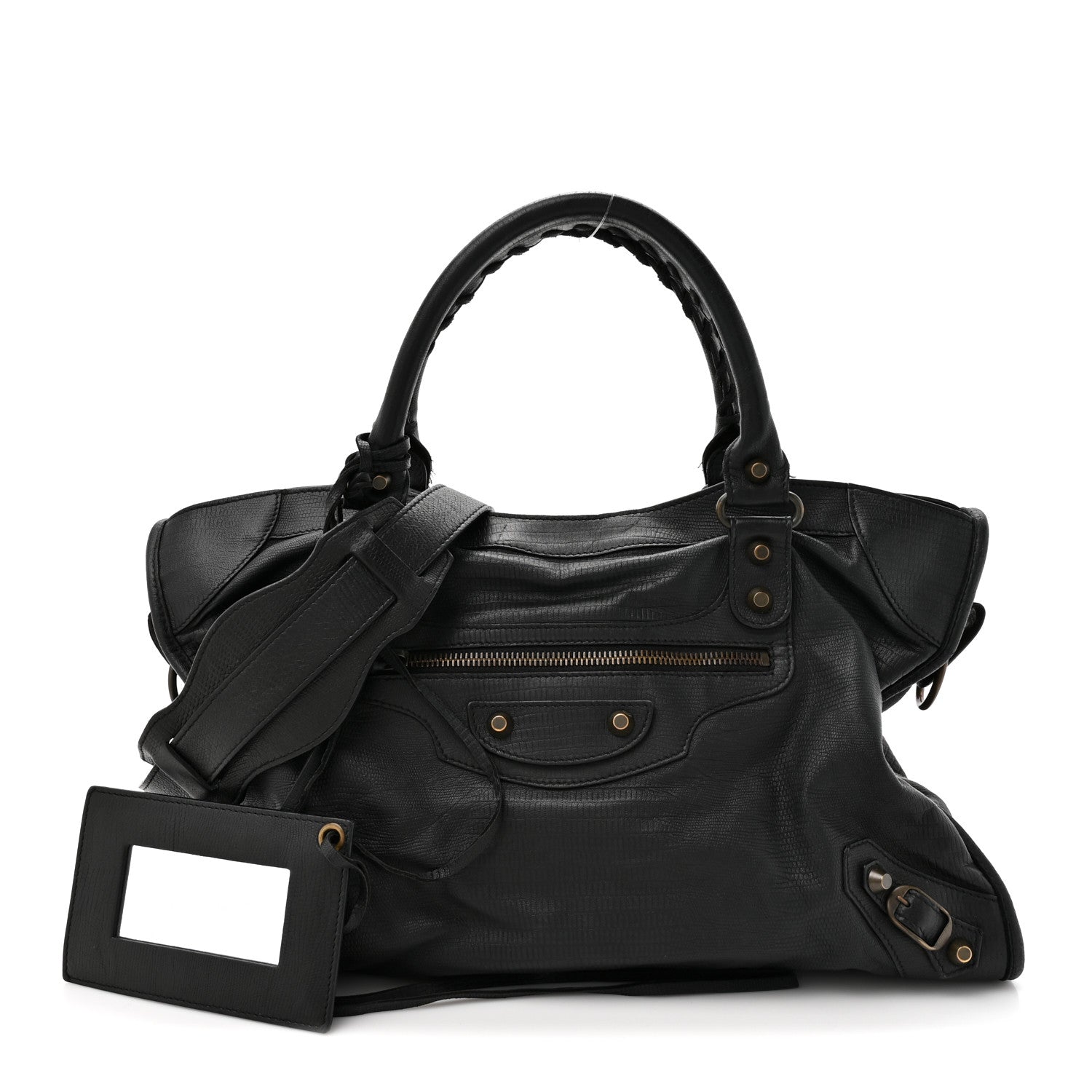 Balenciaga Calfskin Lizard Embossed Classic Hardware City Black 3 of 14