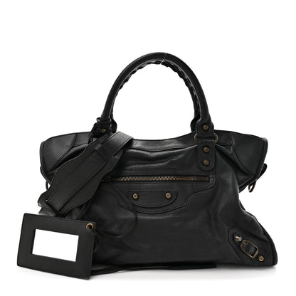 Balenciaga Calfskin Lizard Embossed Classic Hardware City Black 3 of 14