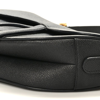 Christian Dior Grained Calfskin Saddle Bag With Strap Black 9 of 9