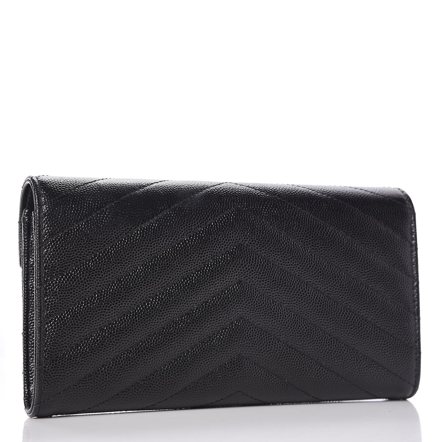 Grain De Poudre Matelasse Chevron Monogram Flap Wallet Black