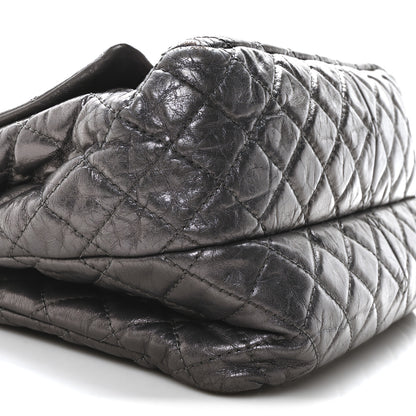 Chanel Metallic Aged Calfskin Quilted Reissue 2.55 Accordion Flap Dark Silver 9 of 10