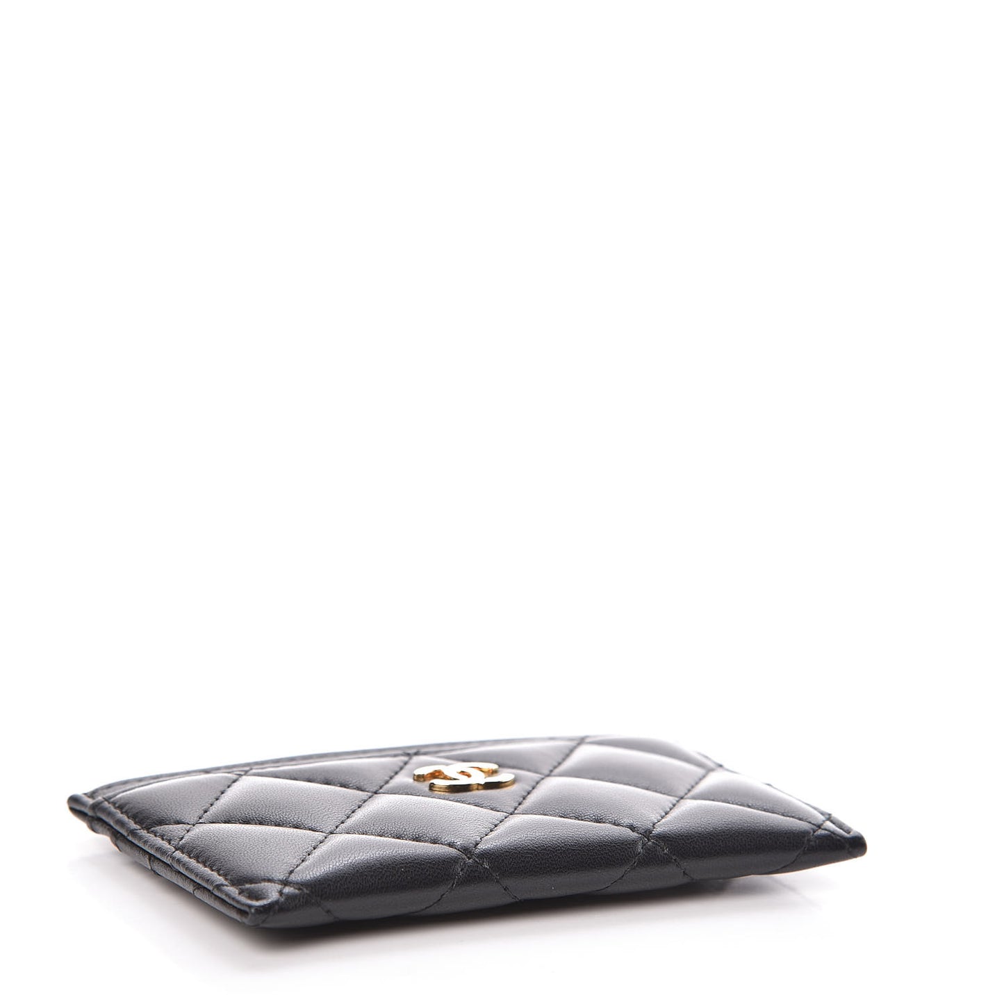 Lambskin Quilted Card Holder Black