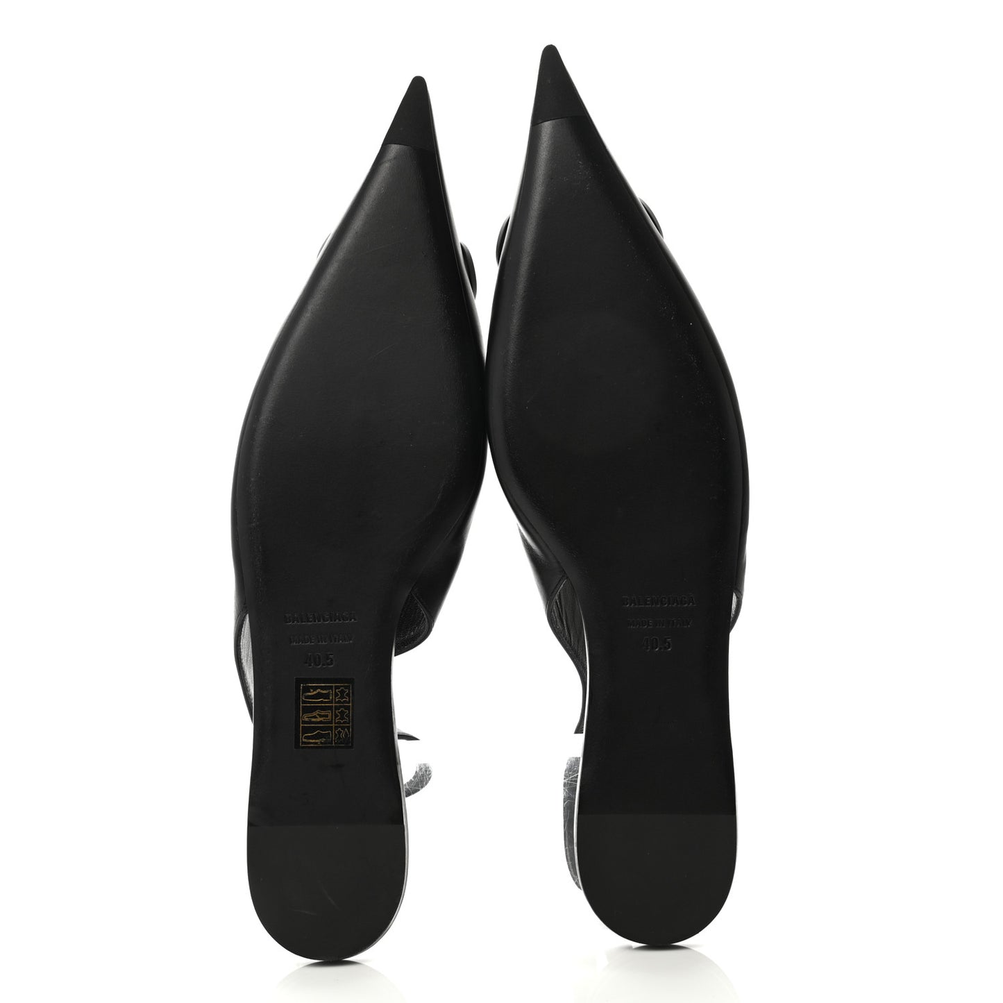 Calfskin BB Knife Pointy Toe Slingback Flats 40.5 Black