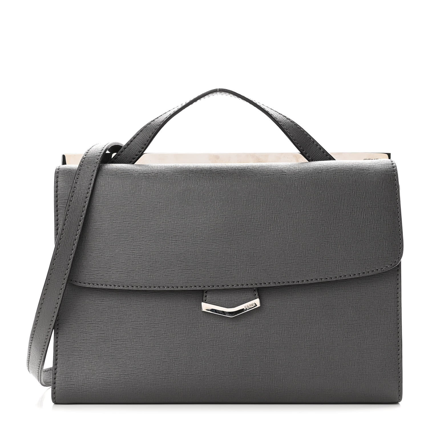 Fendi Vitello Elite Flamingo Demi Jour Shoulder Bag Grey 1 of 10