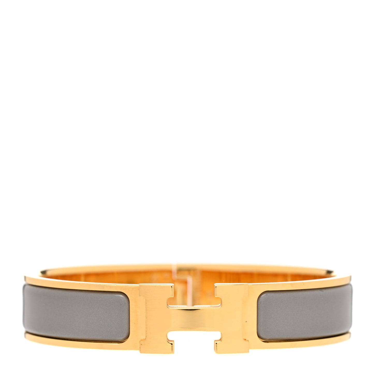 Enamel Narrow Clic Clac H Bracelet PM Marron Glace