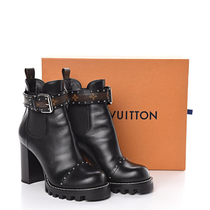 Louis Vuitton Calfskin Monogram Star Trail Chelsea Ankle Boots 39 Black 8 of 8