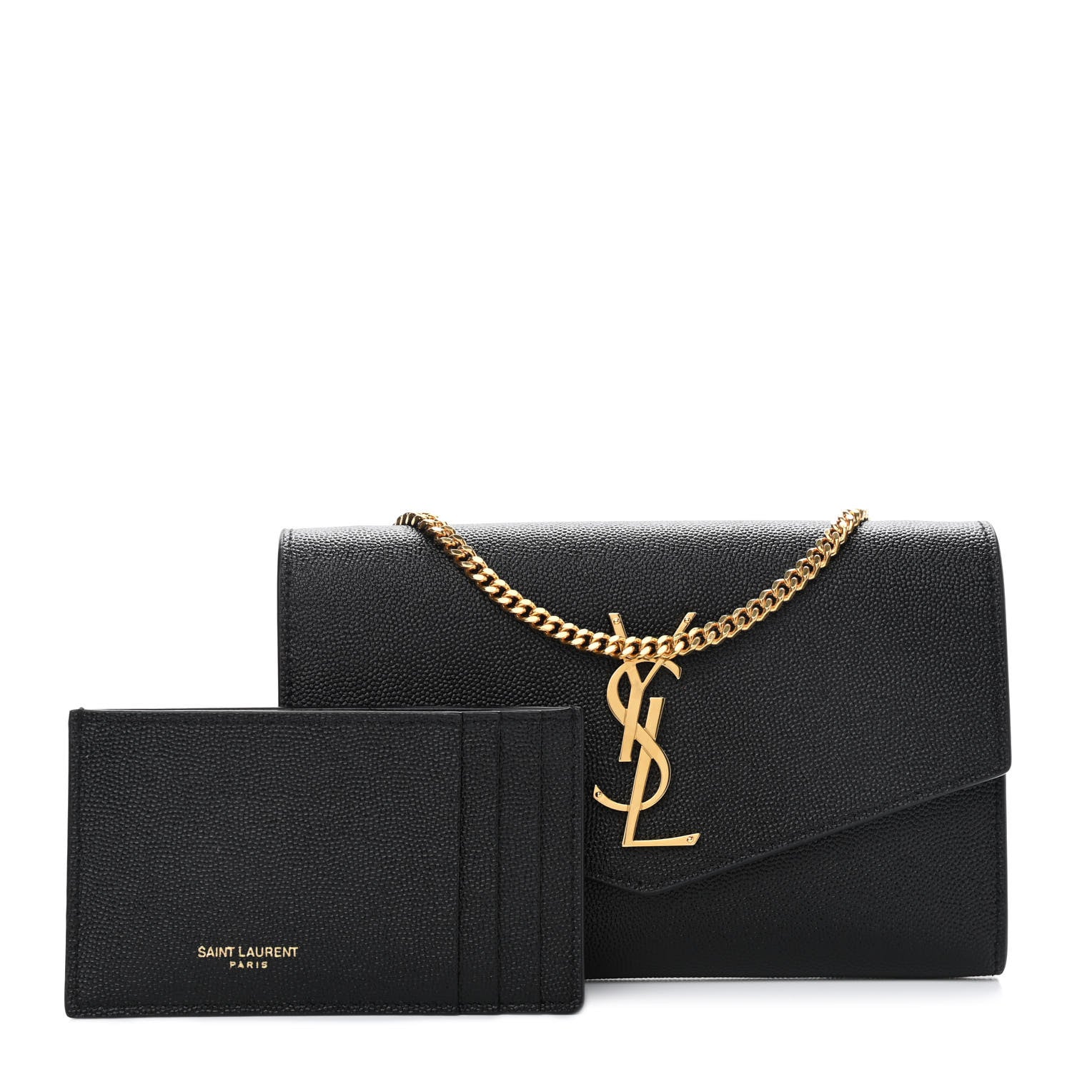 Saint Laurent Grain De Poudre Uptown Chain Wallet Black 1 of 10