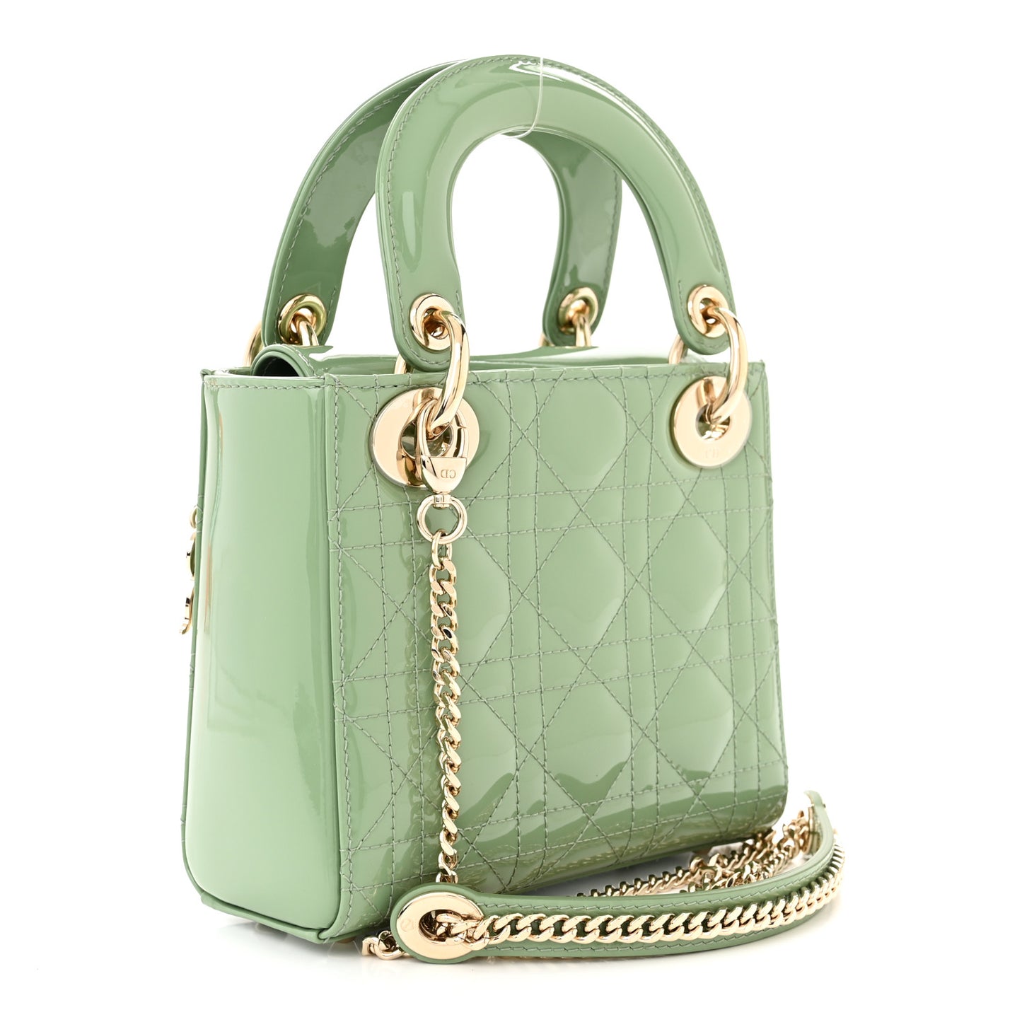 Patent Cannage Mini Lady Dior Mint Green