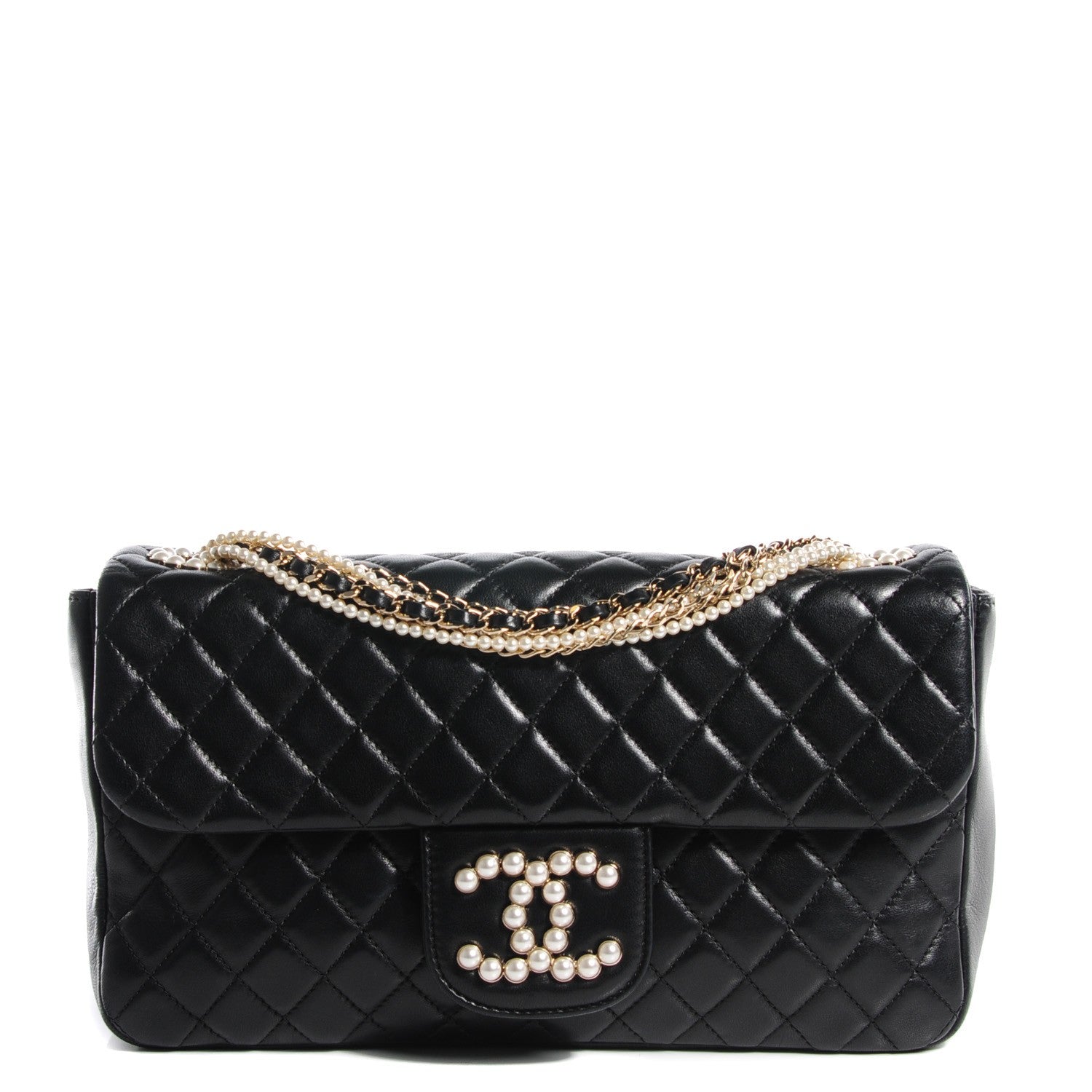 Chanel Lambskin Quilted Medium Westminster Pearl Flap Black 1 of 7