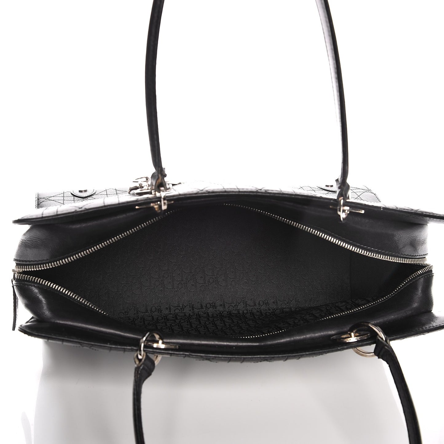 Calfskin Cannage Stitched Large East West Lady Dior Black