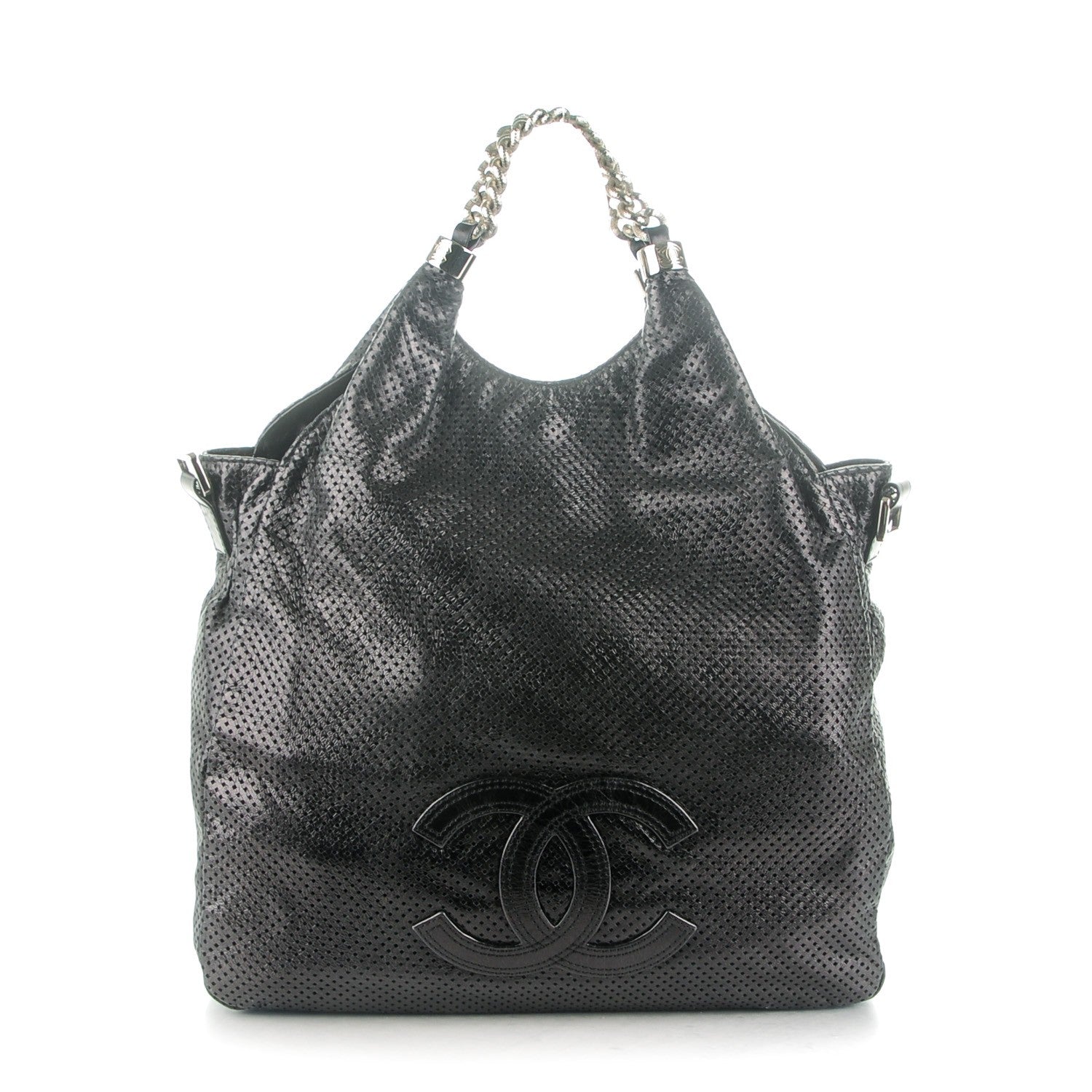 Chanel Glazed Calfskin Perforated Medium Rodeo Drive Tote Black 1 of 7