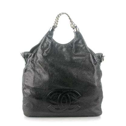 Chanel Glazed Calfskin Perforated Medium Rodeo Drive Tote Black 1 of 7