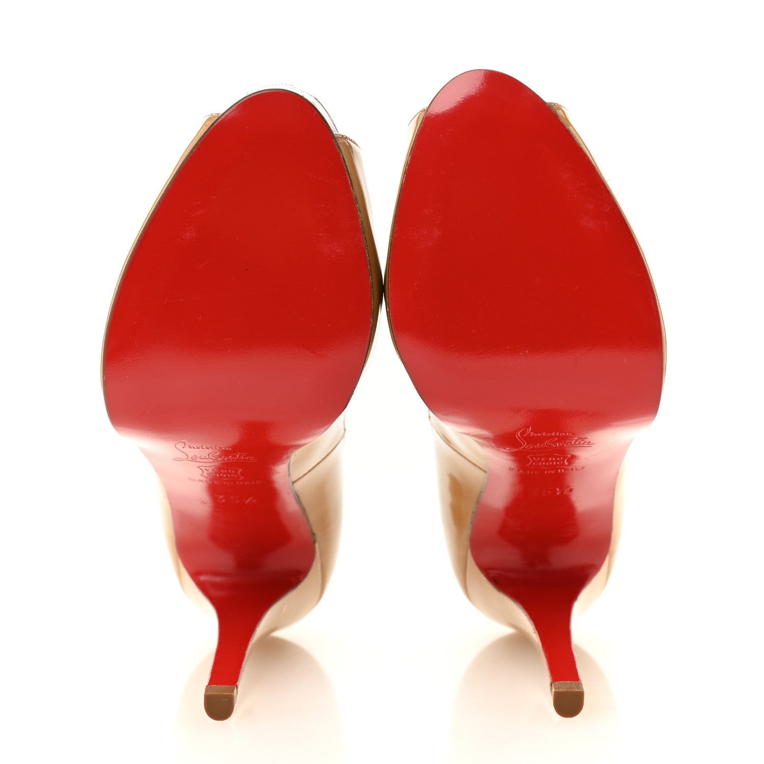 Christian Louboutin Patent Peep Toe 100 Pumps 35.5 Nude 6 of 9