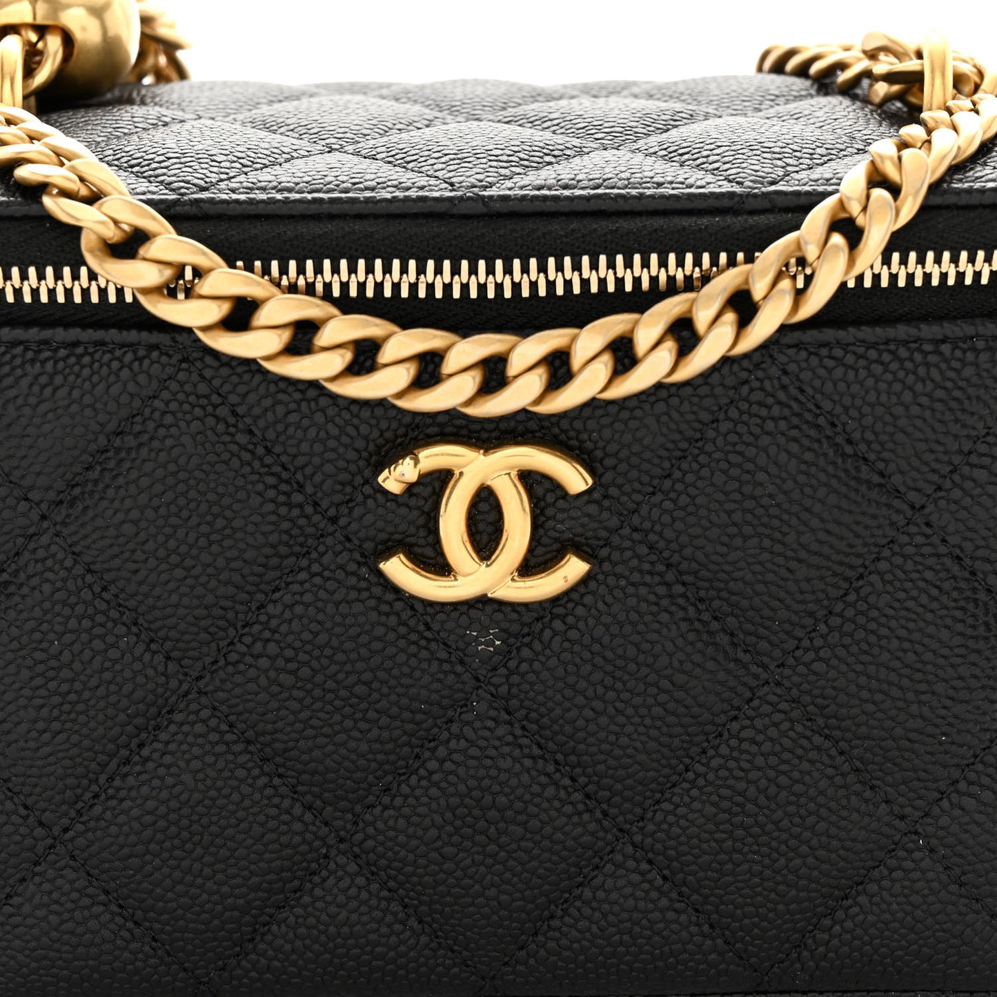 Caviar Quilted Sweetheart Vanity Case Black