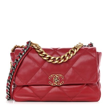 Chanel Goatskin Quilted Large Chanel 19 Flap Red 1 of 8