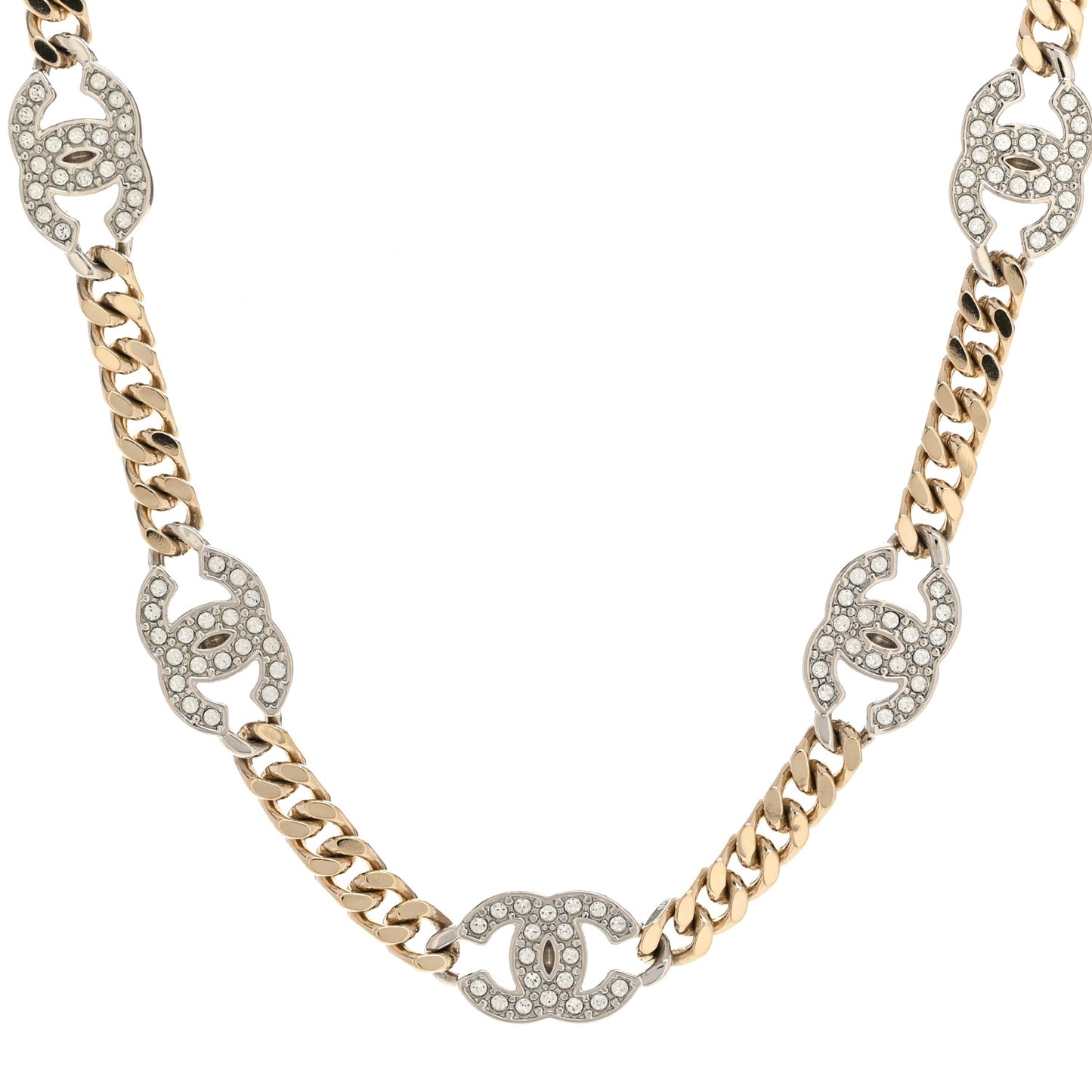 Crystal Chain CC Link Choker Gold Silver