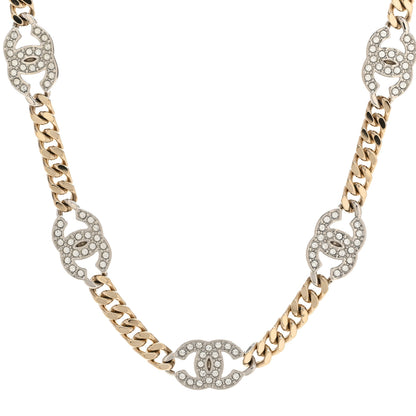 Chanel Crystal Chain CC Link Choker Gold Silver 1 of 6