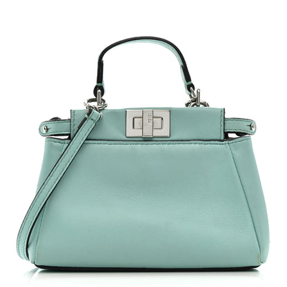 Fendi Shiny Nappa Micro Peekaboo Iconic Satchel Turchese Egiz Turchese Egiz 1 of 14