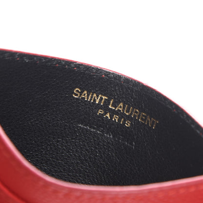 Saint Laurent Grain De Poudre Matelasse Chevron Monogram Credit Card Case New Red 6 of 7