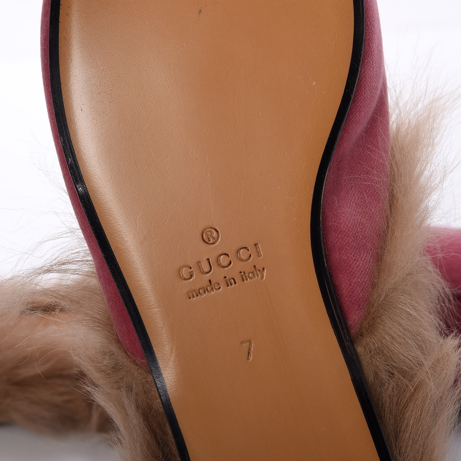 Gucci Velvet Fur Mens Princetown Slippers 7 Pink 6 of 8