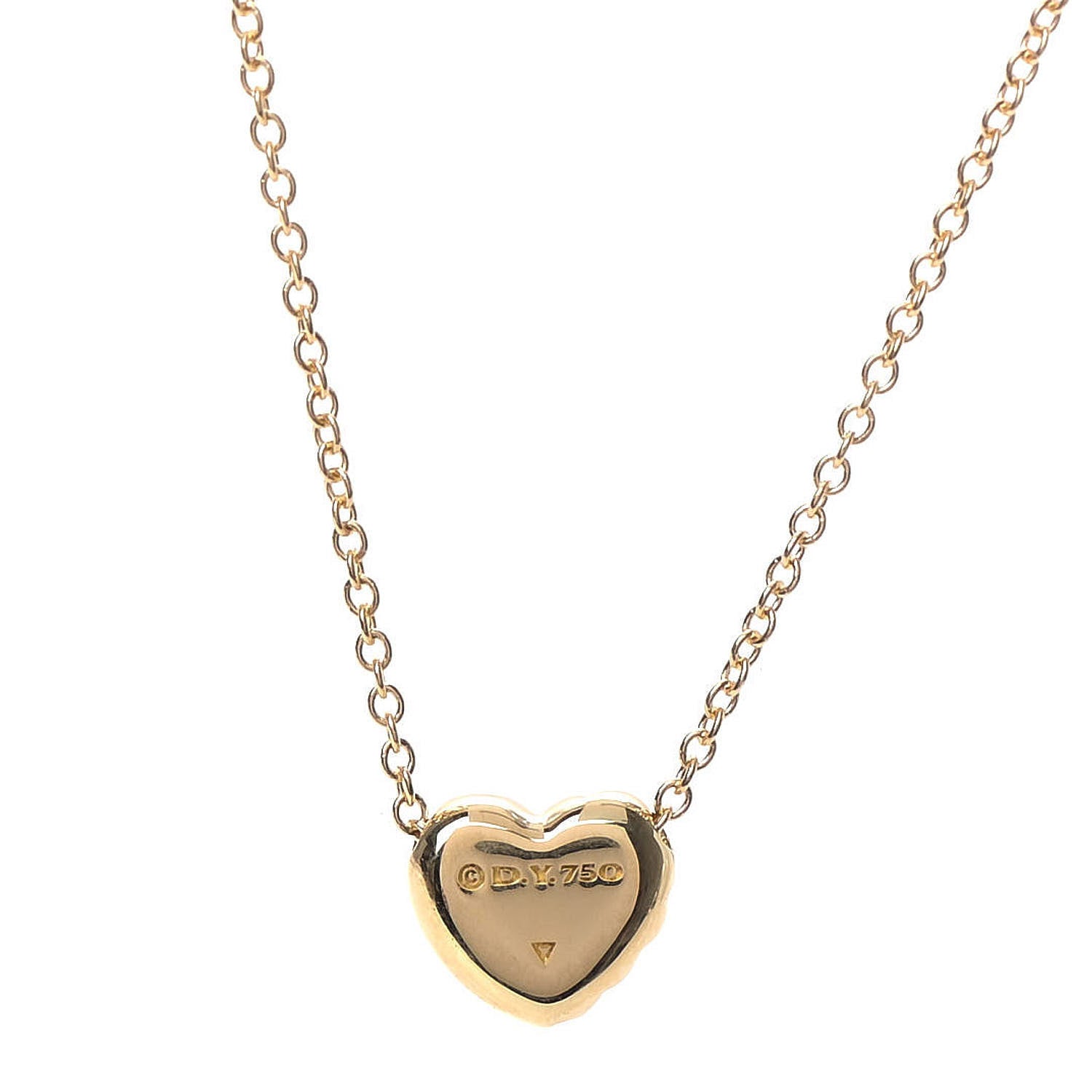 David Yurman 18K Yellow Gold Diamond Le Petit Coeur Heart Pendant Necklace 6 of 6