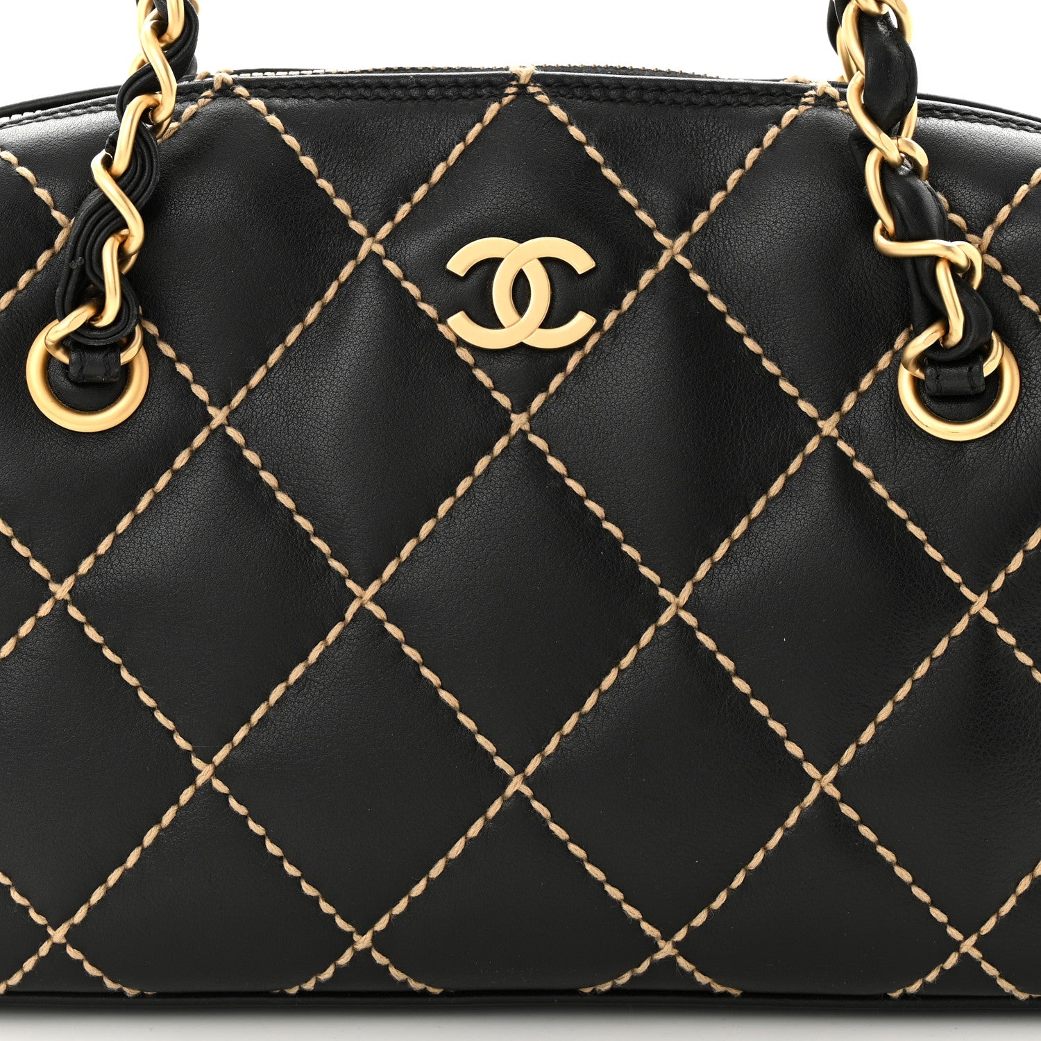 Chanel Calfskin Wild Stitch Chain Bag Black 8 of 10
