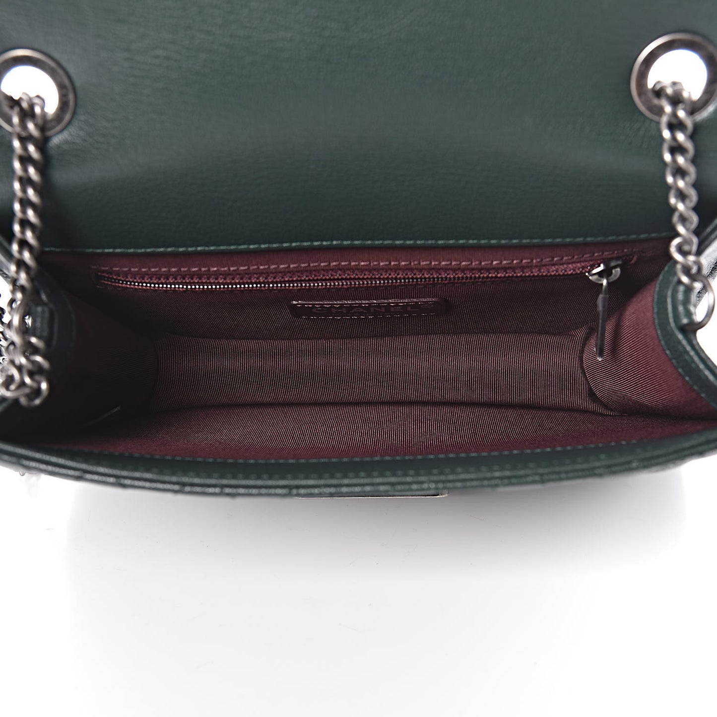 Goatskin Quilted Small CC University Top Handle Flap Dark Green