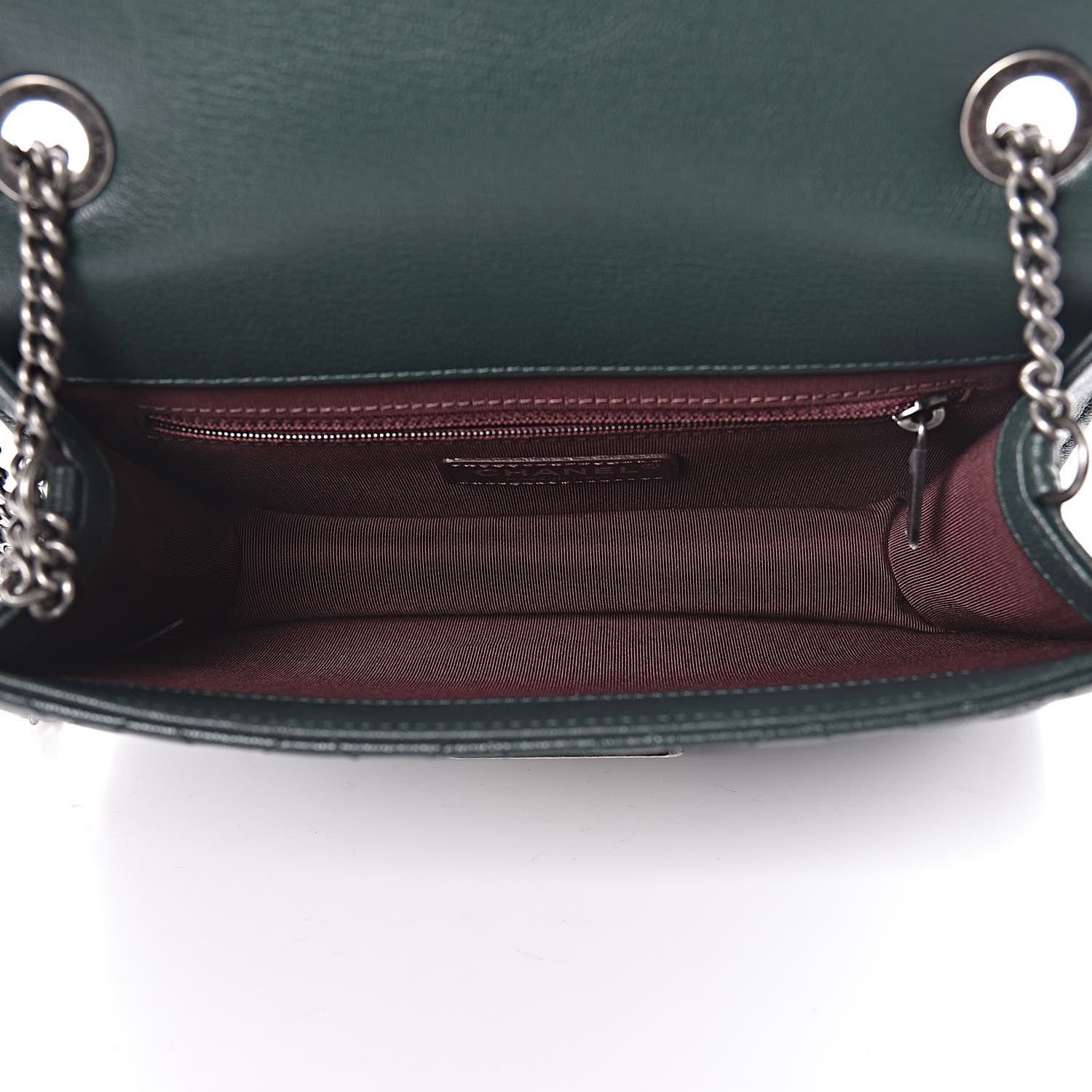 Chanel Goatskin Quilted Small CC University Top Handle Flap Dark Green 7 of 10
