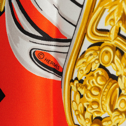 Hermes Silk Brides De Gala Love Scarf 90 Orange Marine Blanc 3 of 5