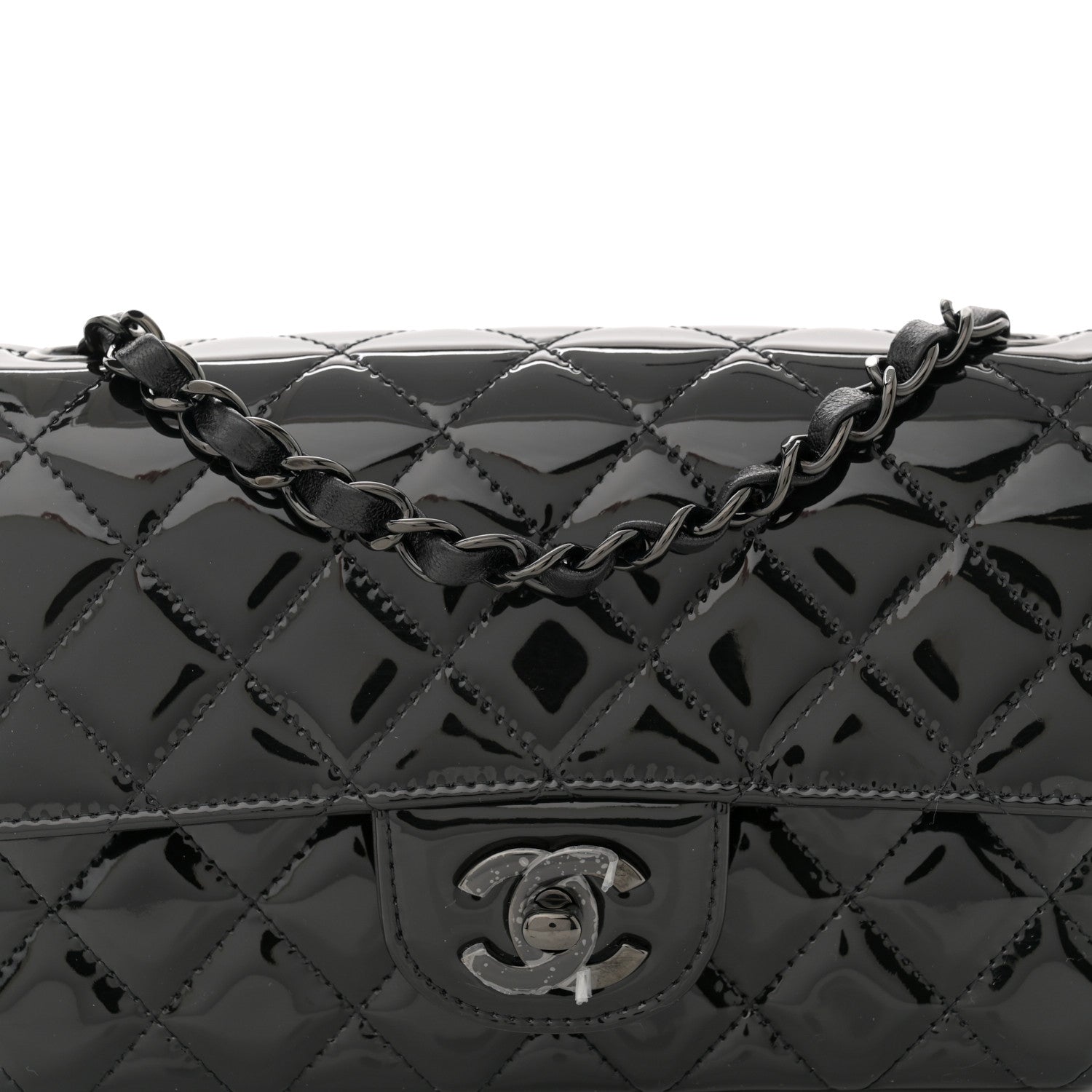 Chanel Patent Calfskin Quilted Mini Rectangular Flap So Black 8 of 11