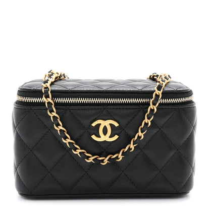 Chanel Lambskin Quilted Small Heart Vanity Case With Chain Black 1 of 11