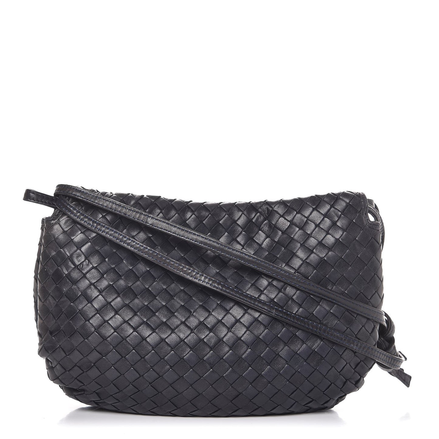 Nappa Intrecciato Small Shoulder Bag Navy Blue