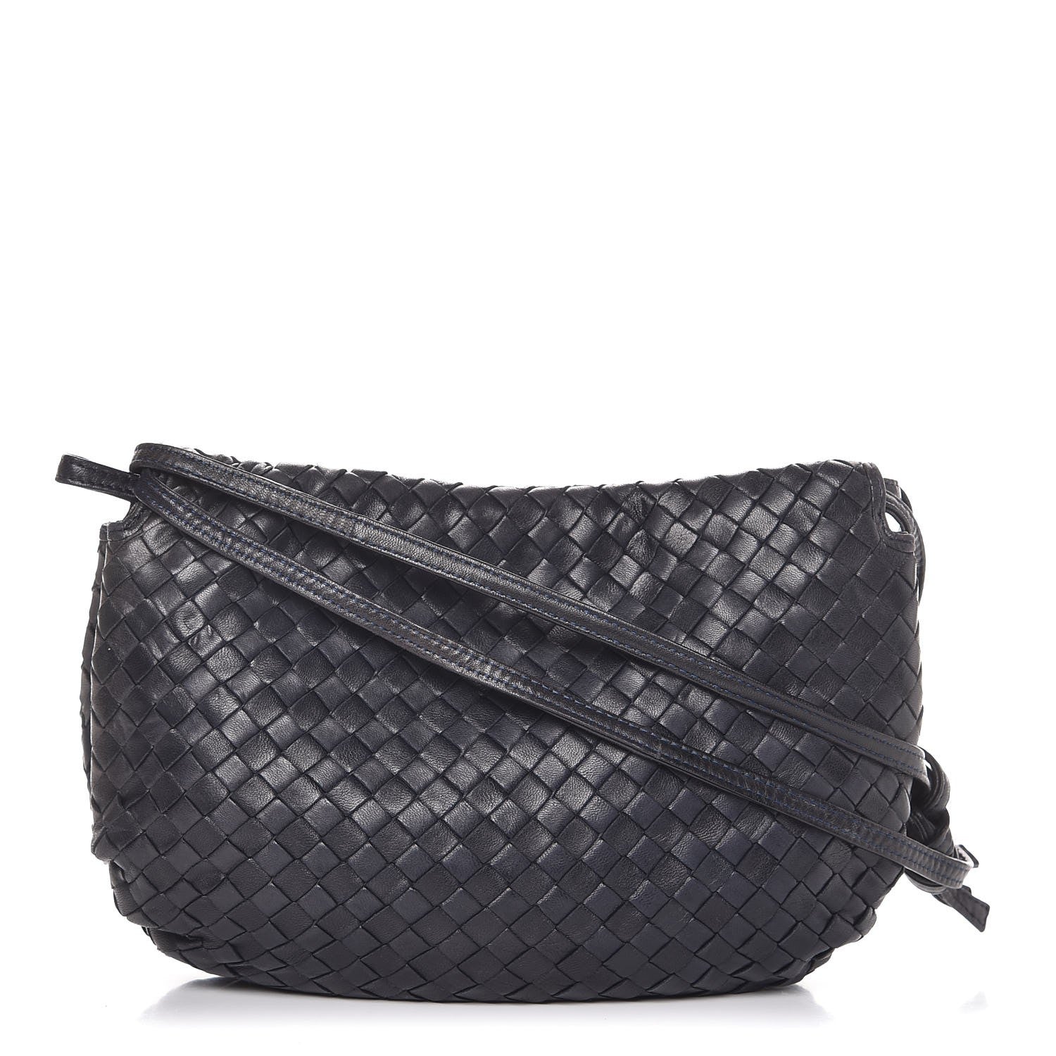 Bottega Veneta Nappa Intrecciato Small Shoulder Bag Navy Blue 1 of 8