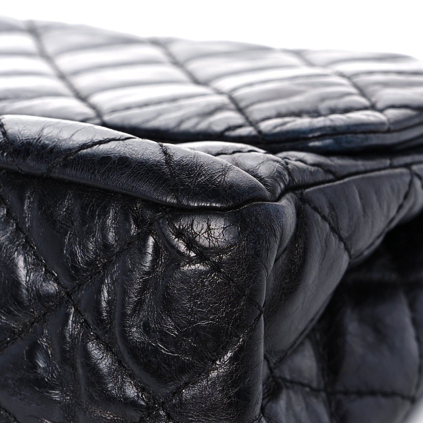 Glazed Aged Calfskin Quilted 2.55 Reissue 227 Flap Dark Navy